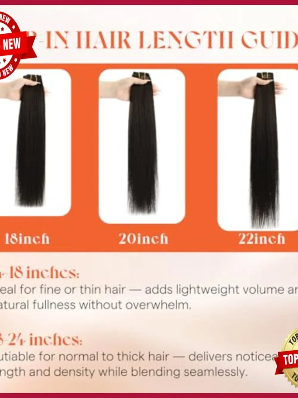 22 Inch Human Hair Clip-In Extensions 120g Remy Hair for Volume Length